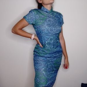 Qipao Chinese Traditional Silk Dragon Dress Sz S